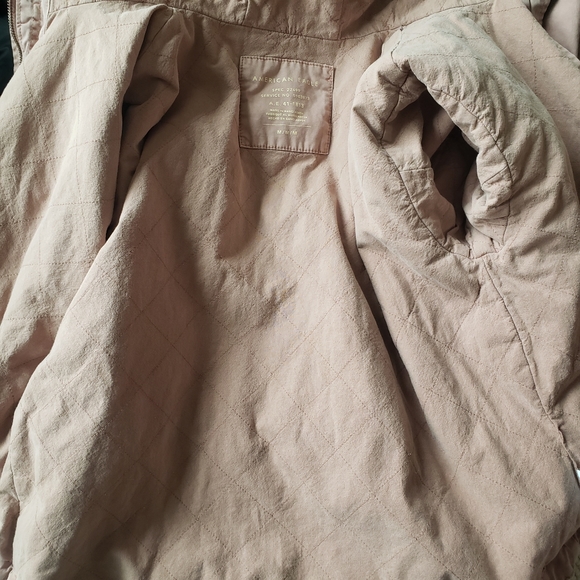 American Eagle military style parka faux fur hood mauve dusty rose medium crop - Picture 13 of 14